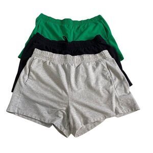 All In Motion Lounge Shorts Womens L Green Black Gray Lot of 3 Casual Comfy Gym